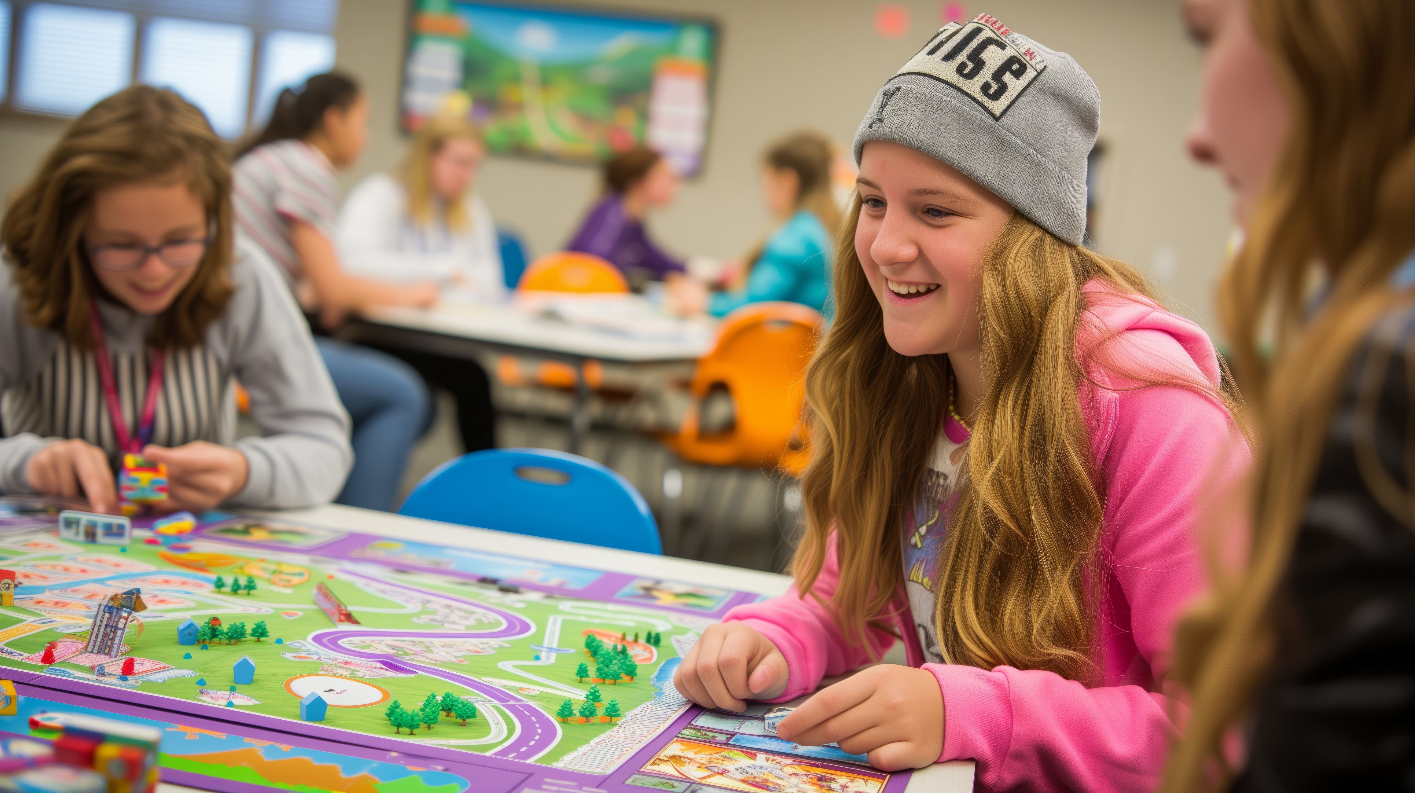 teens playing boardgames