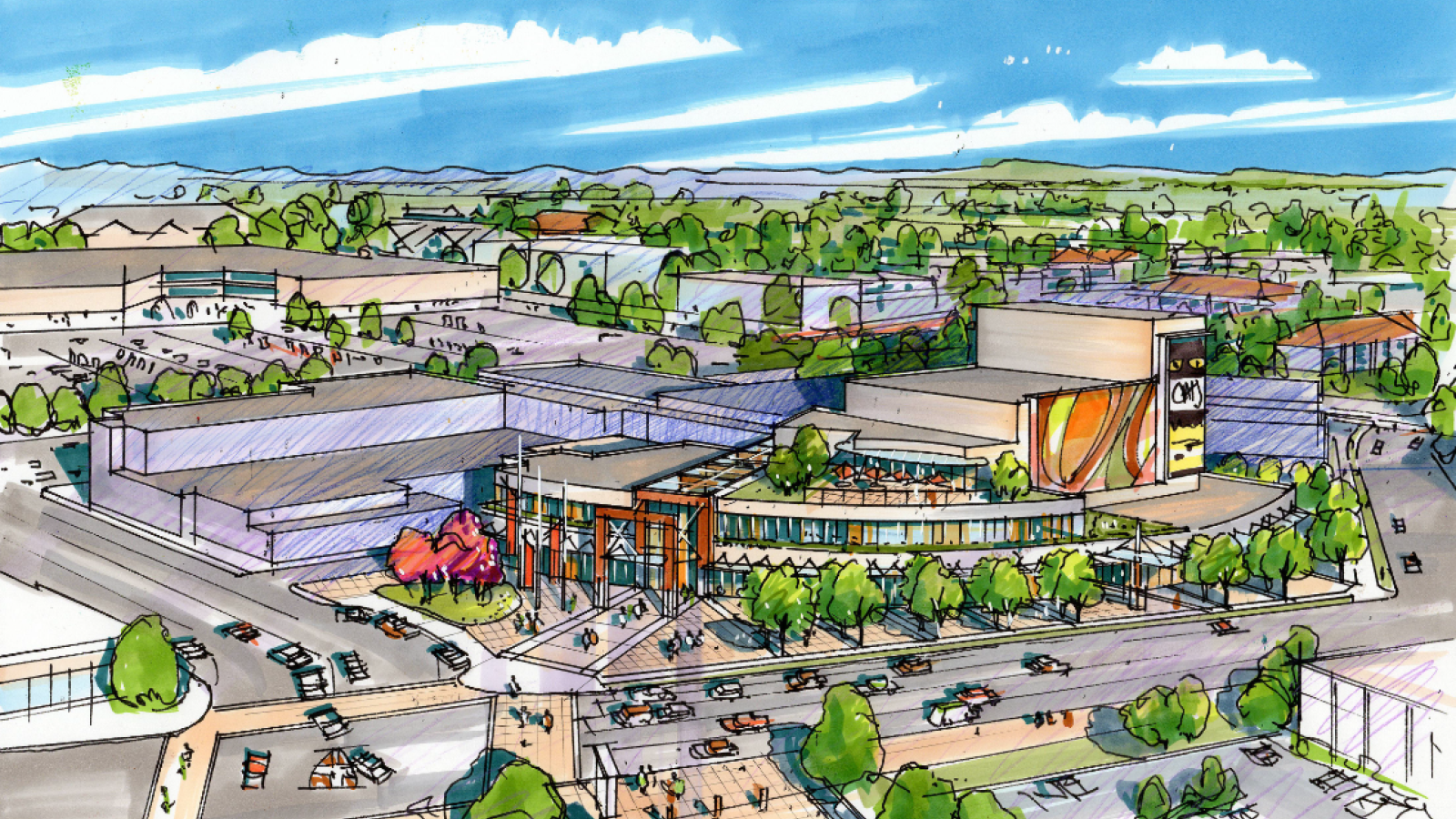 Artist rendering of a performing arts and cultural centre