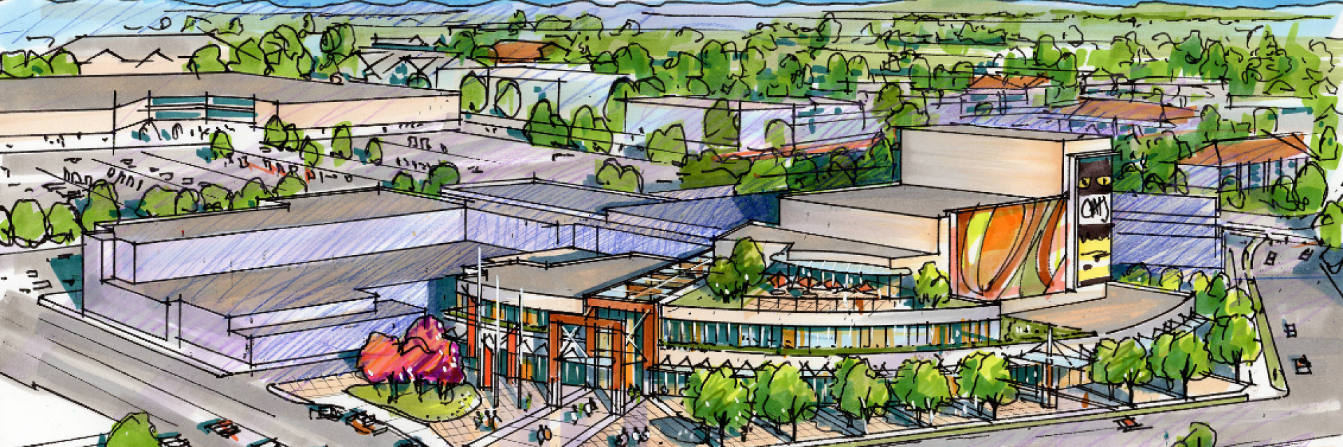 Artist rendering of a performing arts and cultural centre