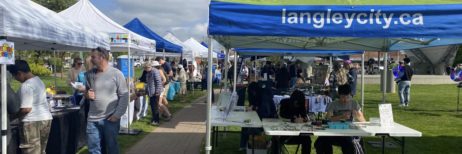 Tents set up at Earth Day