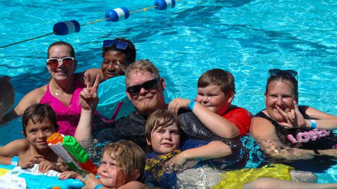 Family having fun at Al Anderson Memorial Pool