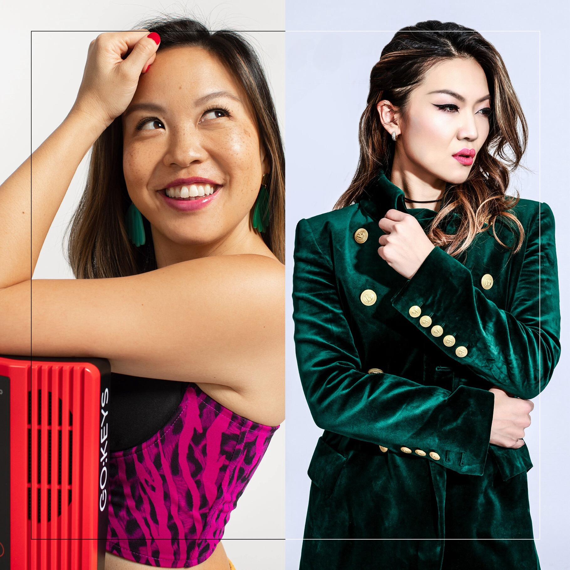 Two female musicians; members of the Band No Sweet Carolines