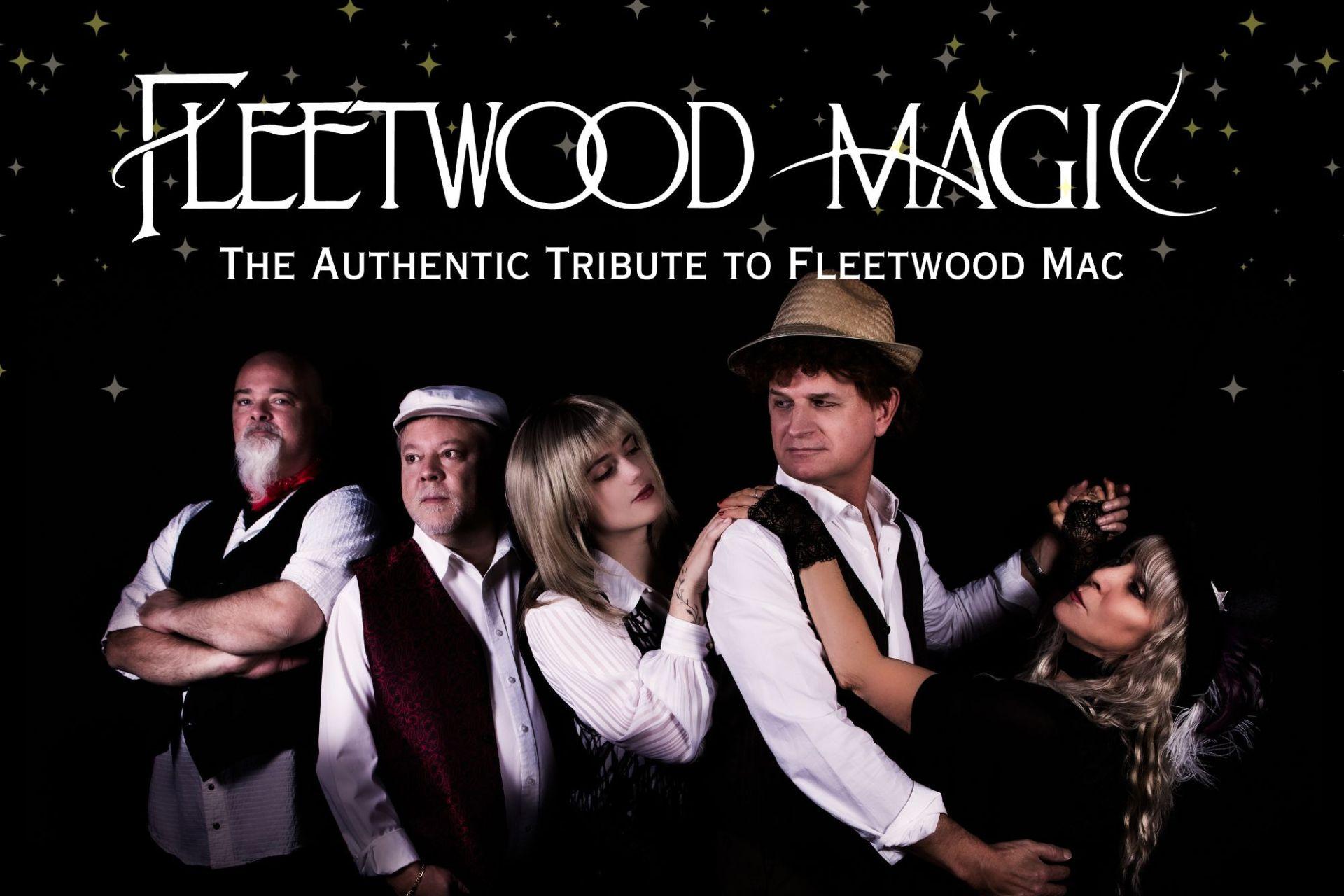 Poster with four people; musicians for the band Fleetwood Magic